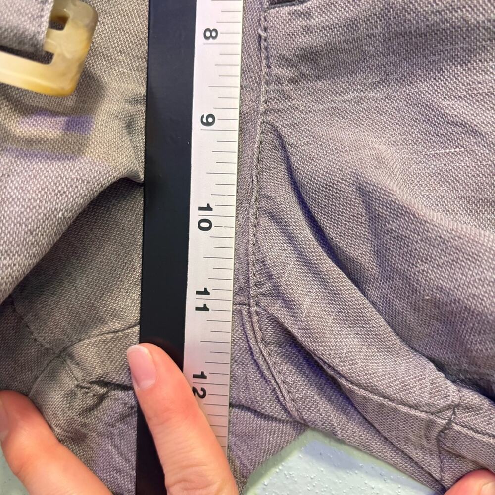 Nicole Miller Linen Blend Gray High-Waisted Shorts Button Detail and Belt Size 6 - Picture 7 of 9